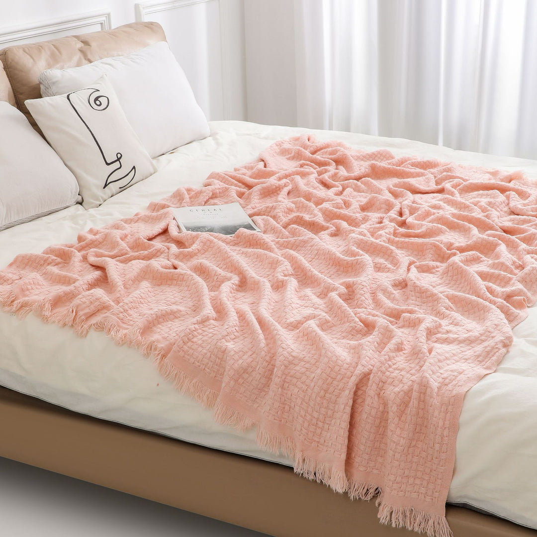 Decorative Woven Fringe Throw Blanket