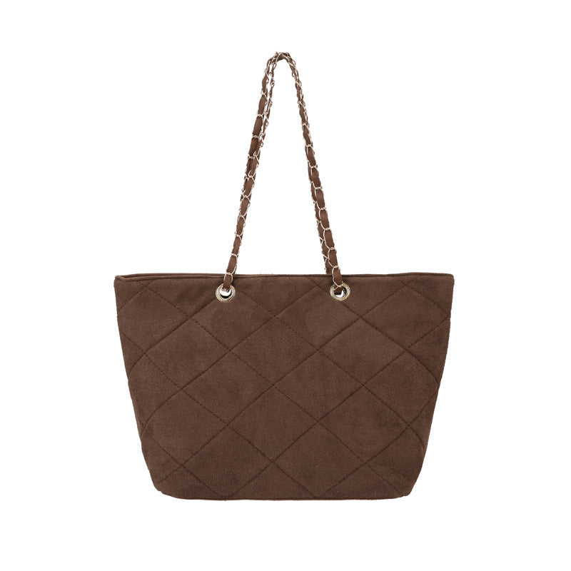 WoQuilted Suede Shopping Tote Bowlift