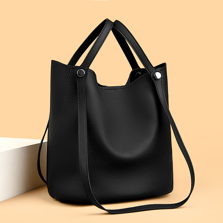 Casual Leather Bucket Bag Bowlift