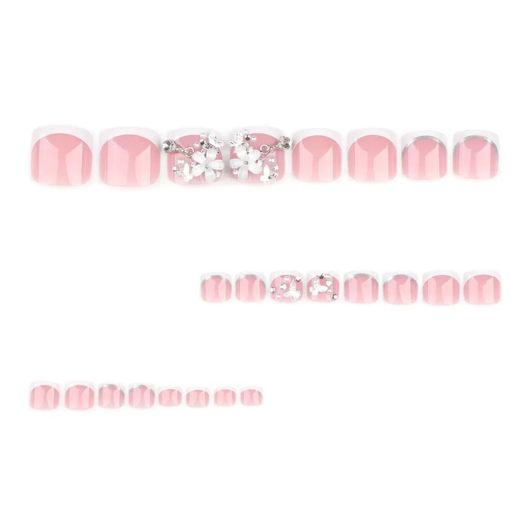 Nail set with elegant flower decorations and high-gloss finish Bowlift