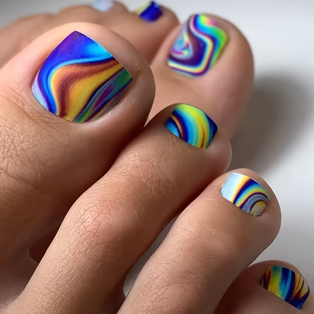 Artificial nails with striking color gradient Bowlift