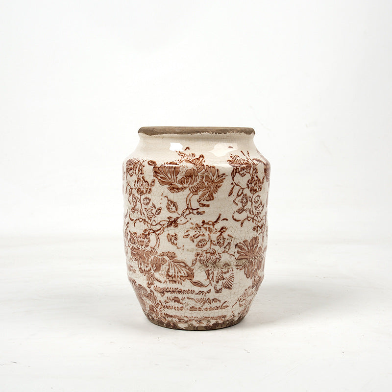 Floral ceramic flower pot with artistic pattern Bowlift