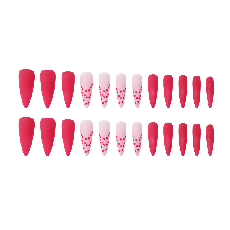 Artistic Stiletto Nail Art Set with Cherry and Matte Designs Bowlift
