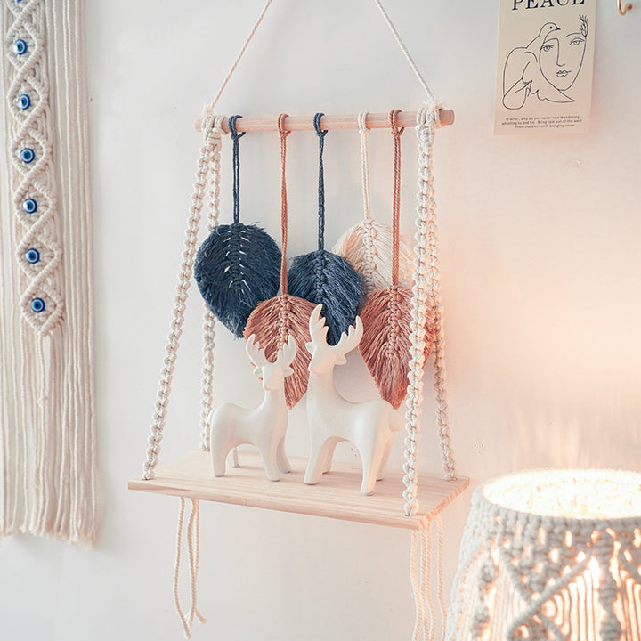 Bohemian Macrame Leaf Art Display Shelf Bowlift