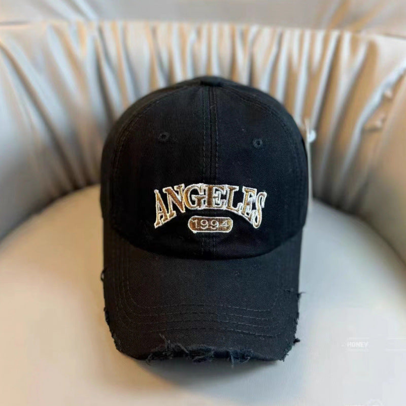 Women's Distressed Vintage-Style Adjustable Baseball Cap Bowlift