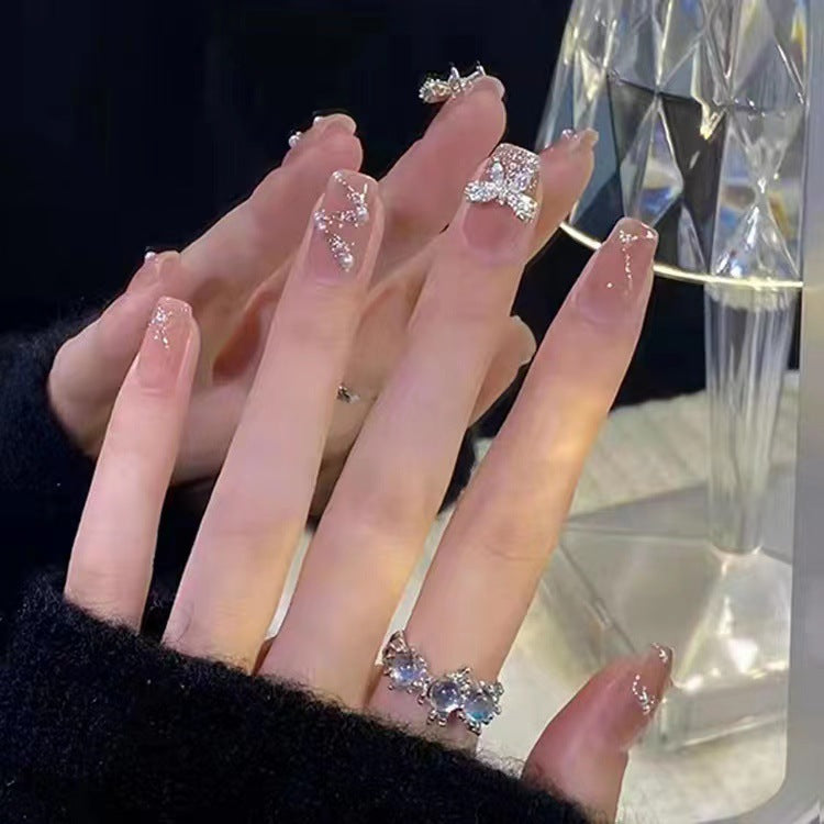 Glamorous glitter artificial nails with butterfly element Bowlift