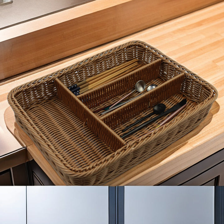 Multi-Sectional Woven Storage Basket Bowlift