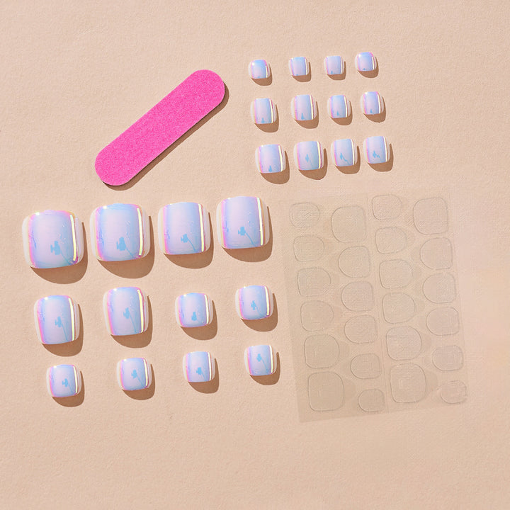 Artistic Press-On Nail Set with Iridescent Finish Bowlift