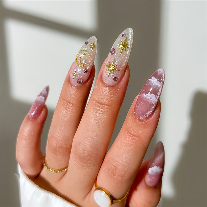 Artistic Celestial Themed Press-On Nails Bowlift