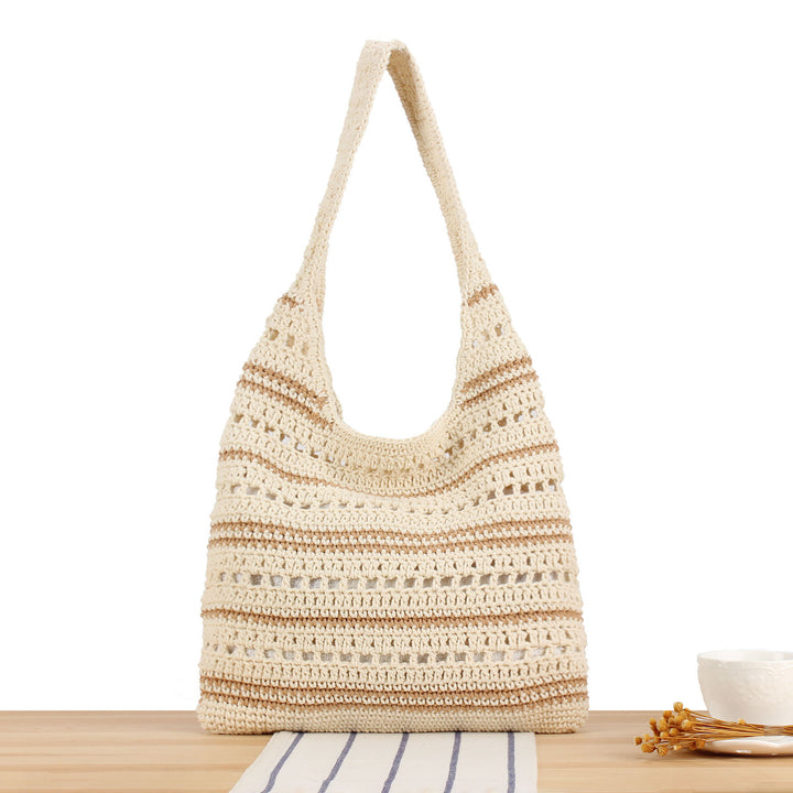 Hand-knotted shoulder bag with maritime stripe pattern Bowlift