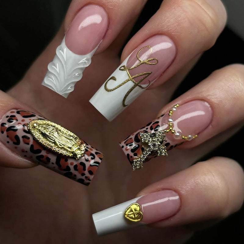 Creative Nail Art Set with Leopard Design and Elegant Decorations Bowlift