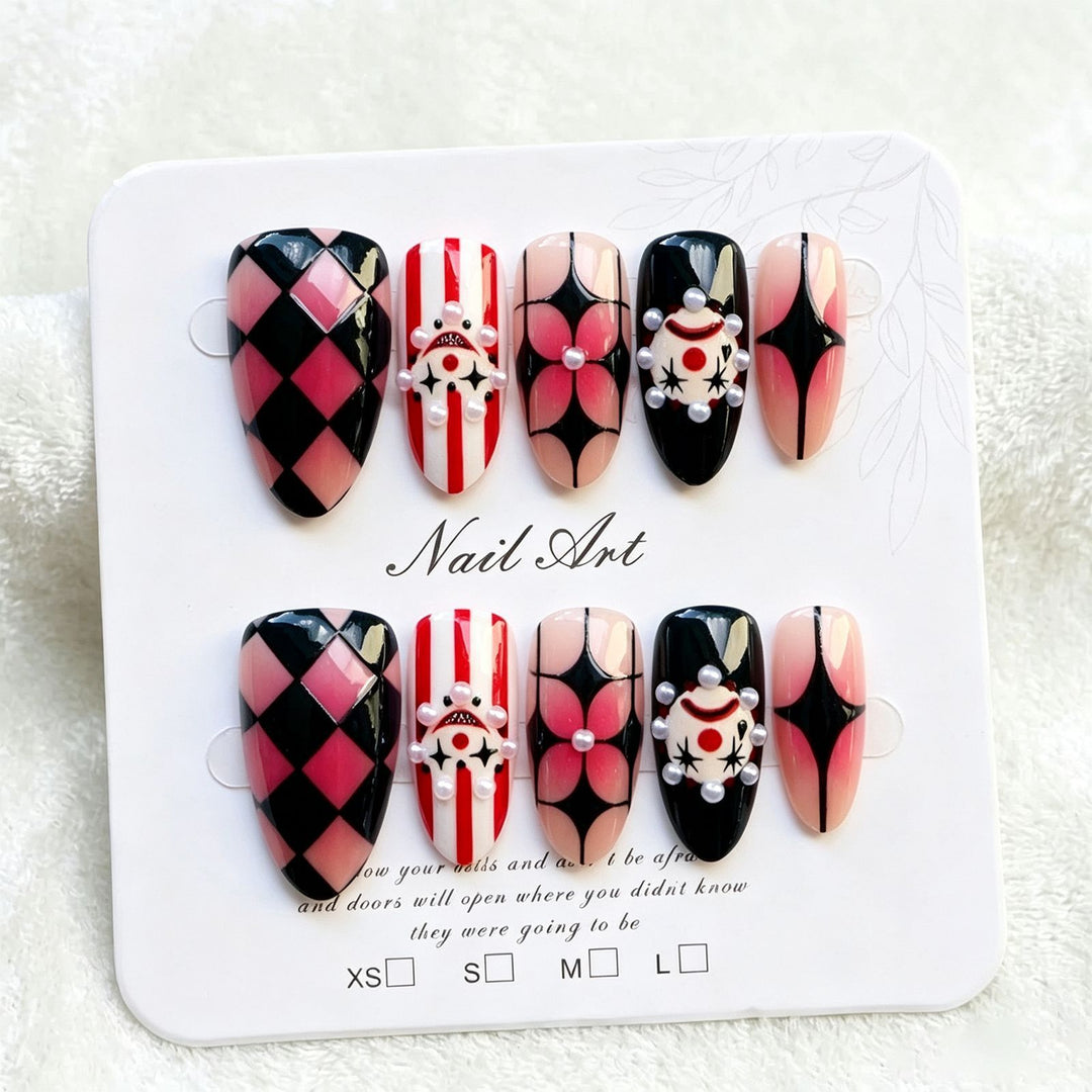 Whimsical Artistic Press-On Nail Set Bowlift