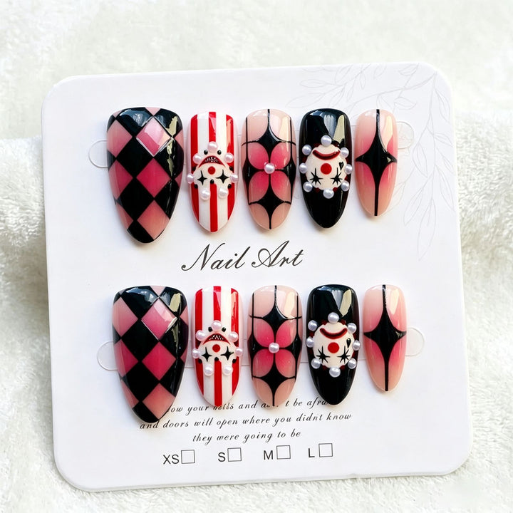 Whimsical Artistic Press-On Nail Set Bowlift