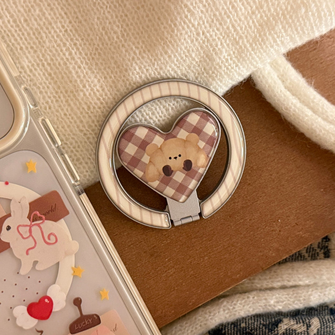 Playful smartphone finger holder with bear motif Bowlift