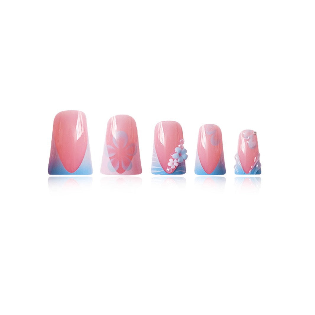 Artistic Acrylic Floral Nail Enhancements Bowlift