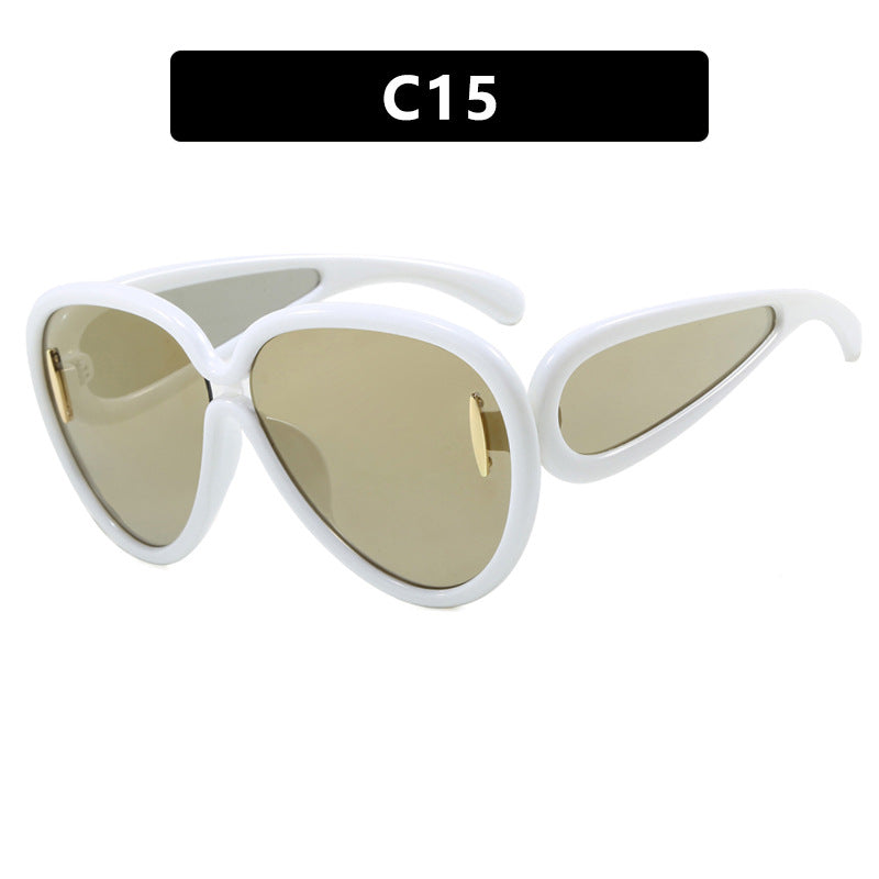 Women extravagant sunglasses in creative design Bowlift