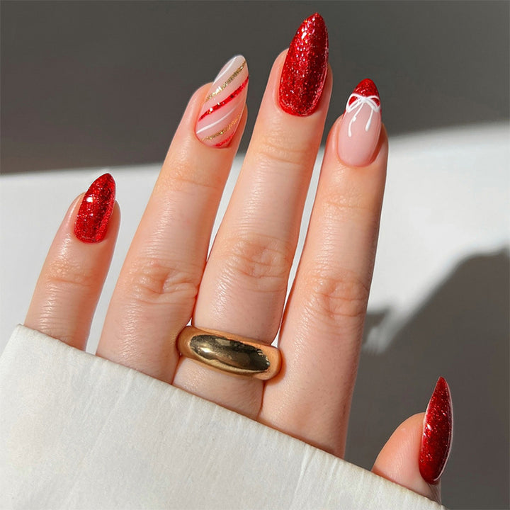 Elegant Glittering Press-On Nail Set Bowlift
