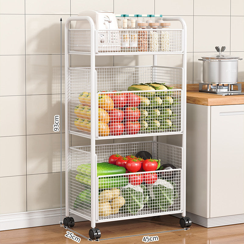 Rolling Kitchen Storage Organizer with Adjustable Mesh Baskets Bowlift
