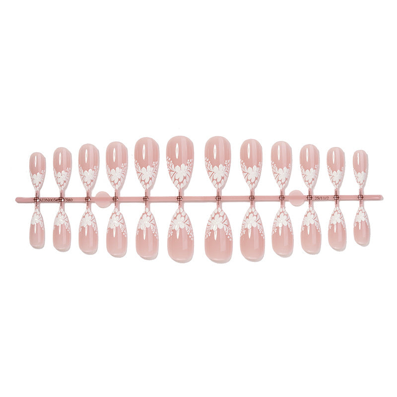 Elegant Decorative Press-On Nail Set with Floral Accents Bowlift 1788495970