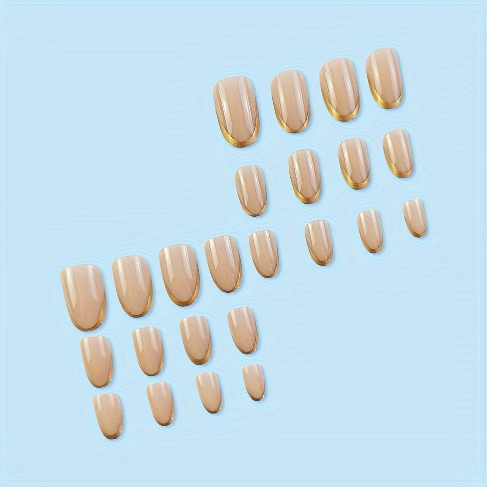 Artificial nails with elegant gold French tip Bowlift