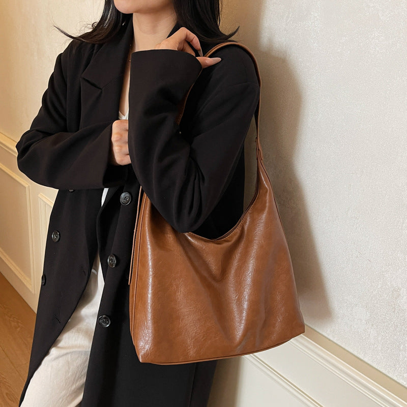 Soft Leather Slouchy Shoulder Bag Bowlift