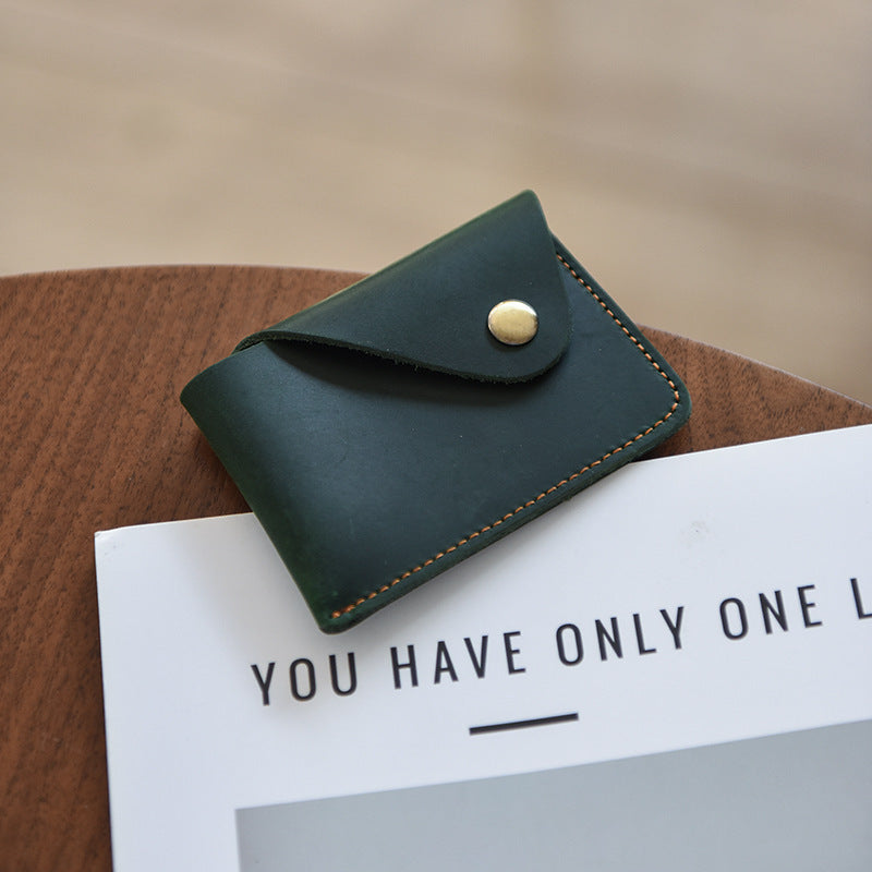 Premium Leather Buttoned Cardholder Bowlift