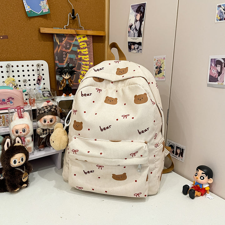 Backpack with Playful Bear Design and Practical Compartments Bowlift