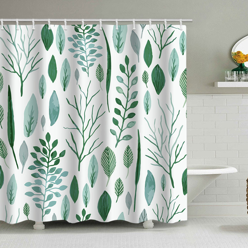 Botanical Leaf Pattern Shower Curtain Bowlift