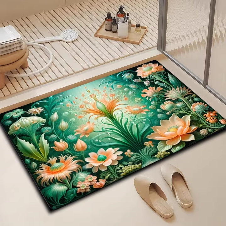 Floral Design Bath Mat Bowlift