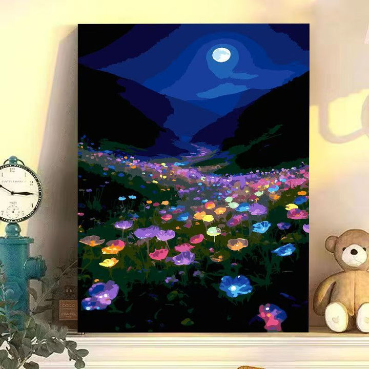 Nighttime Floral Landscape Canvas Art Bowlift