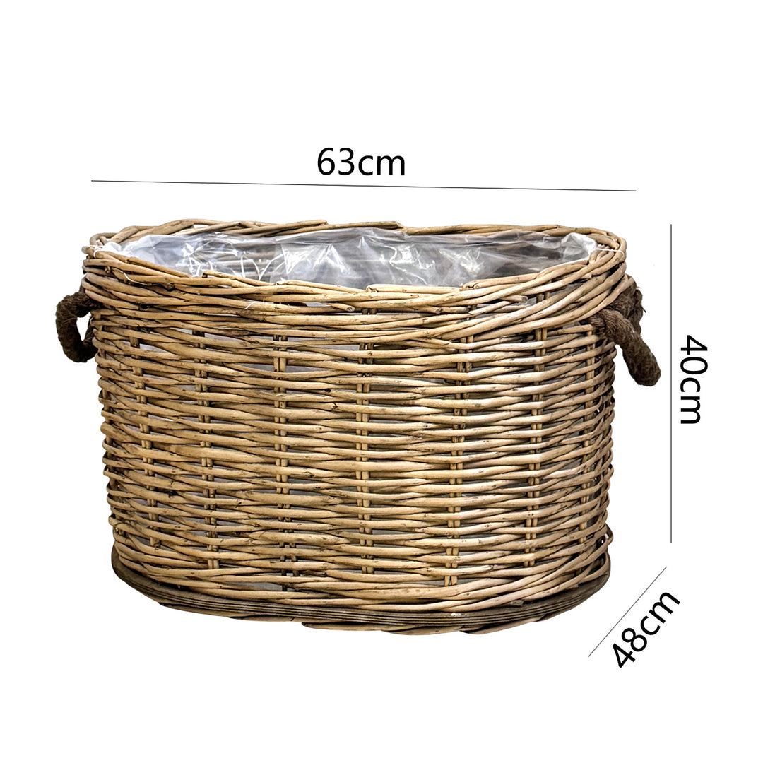 Rustic laundry basket with decorative handles Bowlift