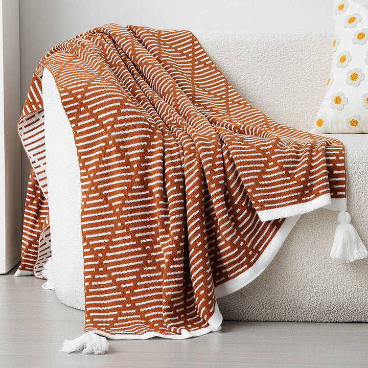 Women's knitted blanket with geometric pattern Bowlift