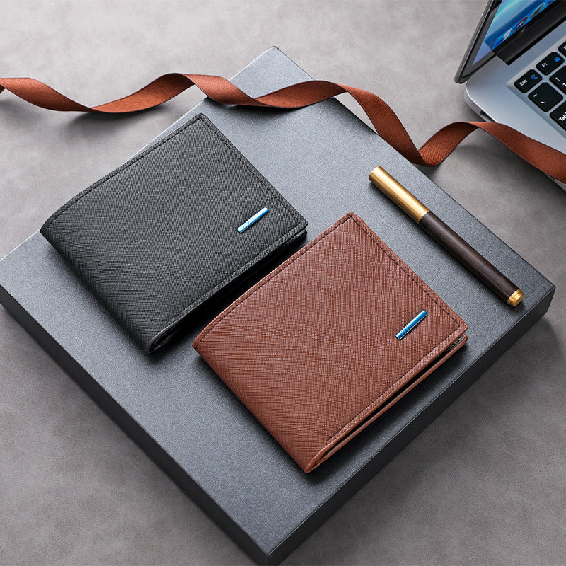 Textured Leather Folded Wallet Bowlift