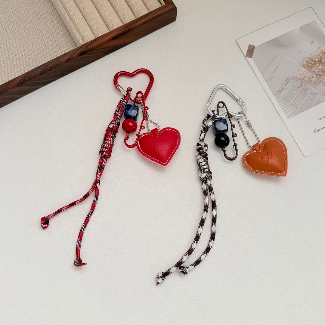 Heart-Shaped Leather Keychain Bowlift