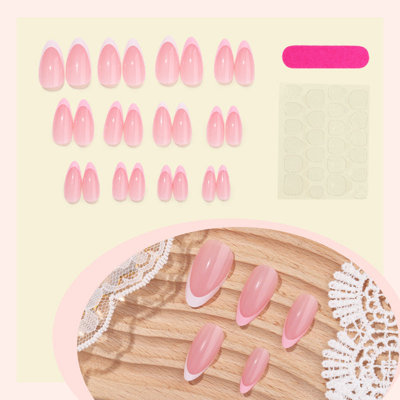 Nail set with elegant French-tip design Bowlift