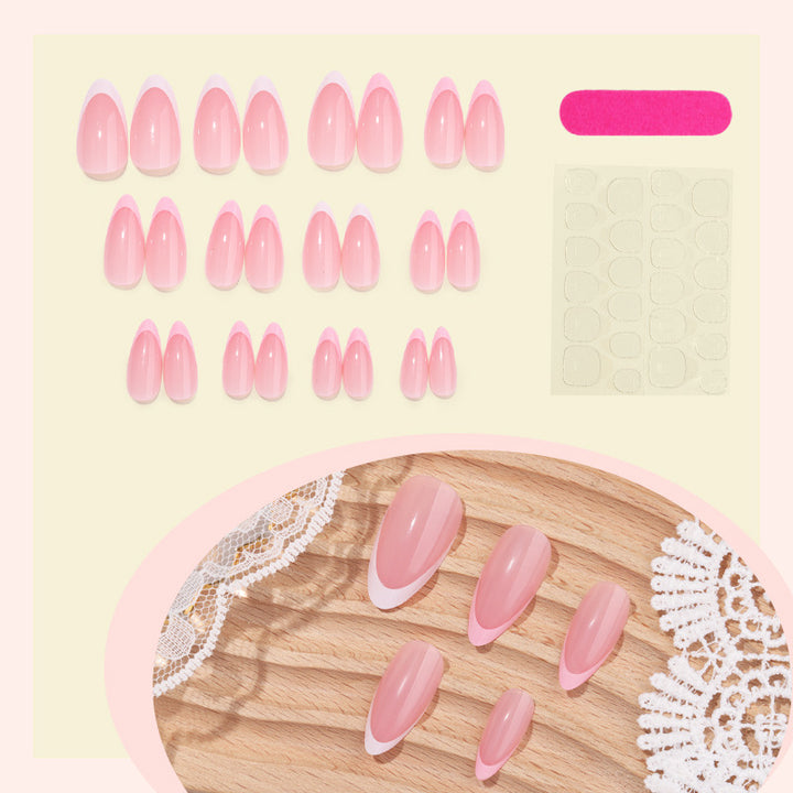 Nail set with elegant French-tip design Bowlift