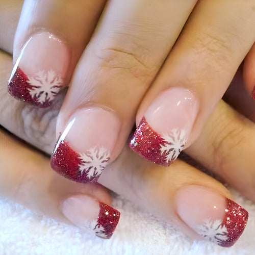 Seasonal Glitter Snowflake Nail Art Bowlift