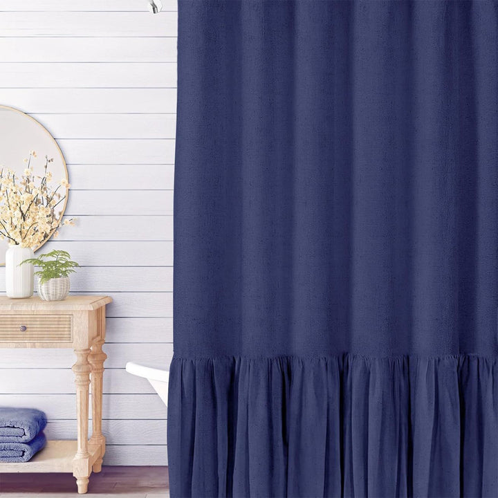 Ruffled Textured Shower Curtain Bowlift