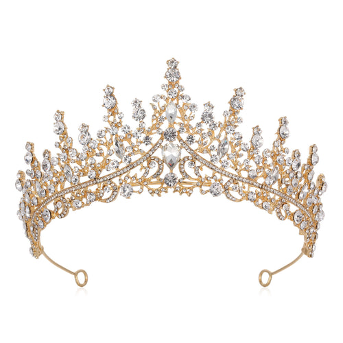 Ladies Rhinestone Tiara with Sparkling Gemstones Bowlift