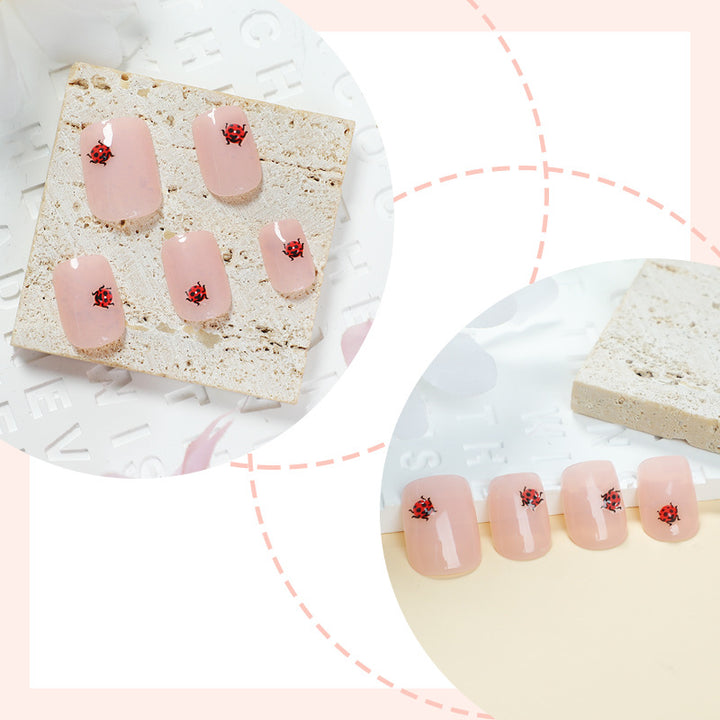 Artistic Ladybug Design Press-On Nail Set Bowlift