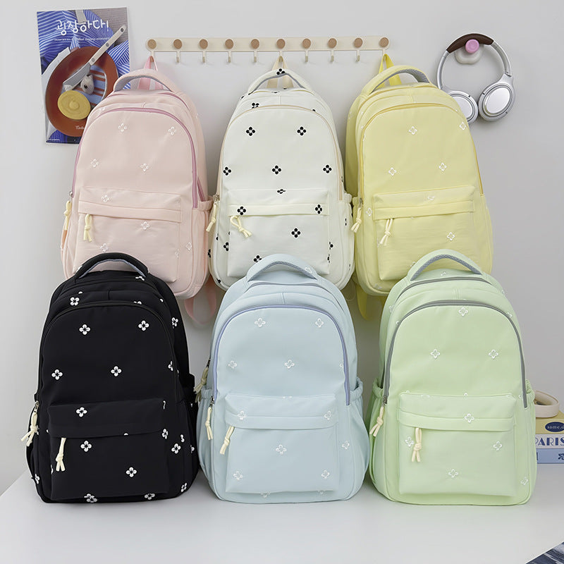 Embroidered Floral Patterned School Backpack Bowlift