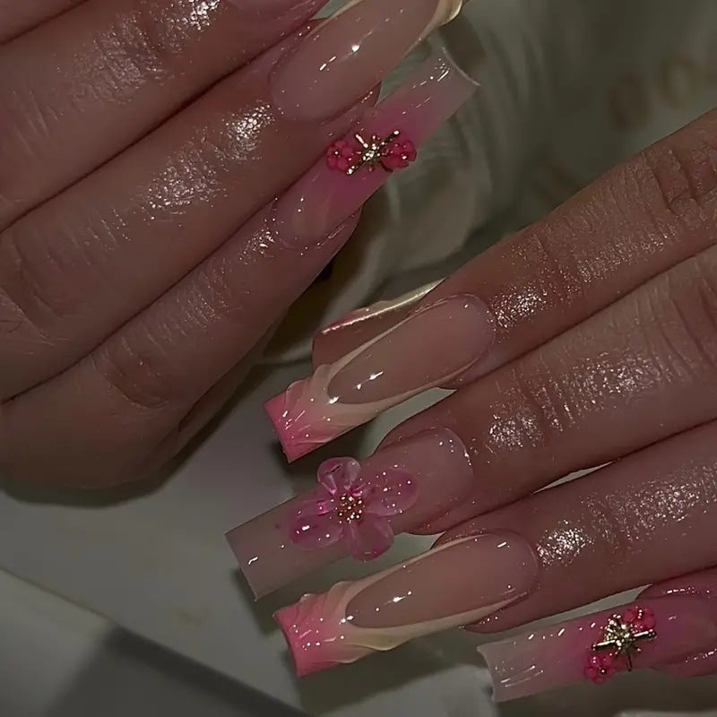 Floral Accent Nail Art Extensions Bowlift