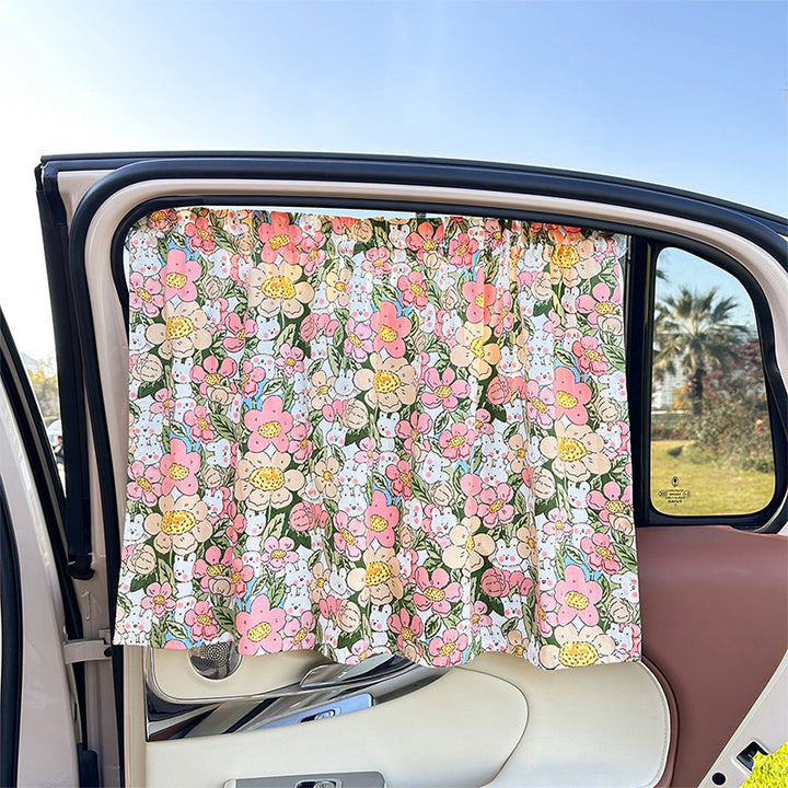 Unisex nan sun protection car curtain with elastic fastening strap and opaque cotton blend Bowlift