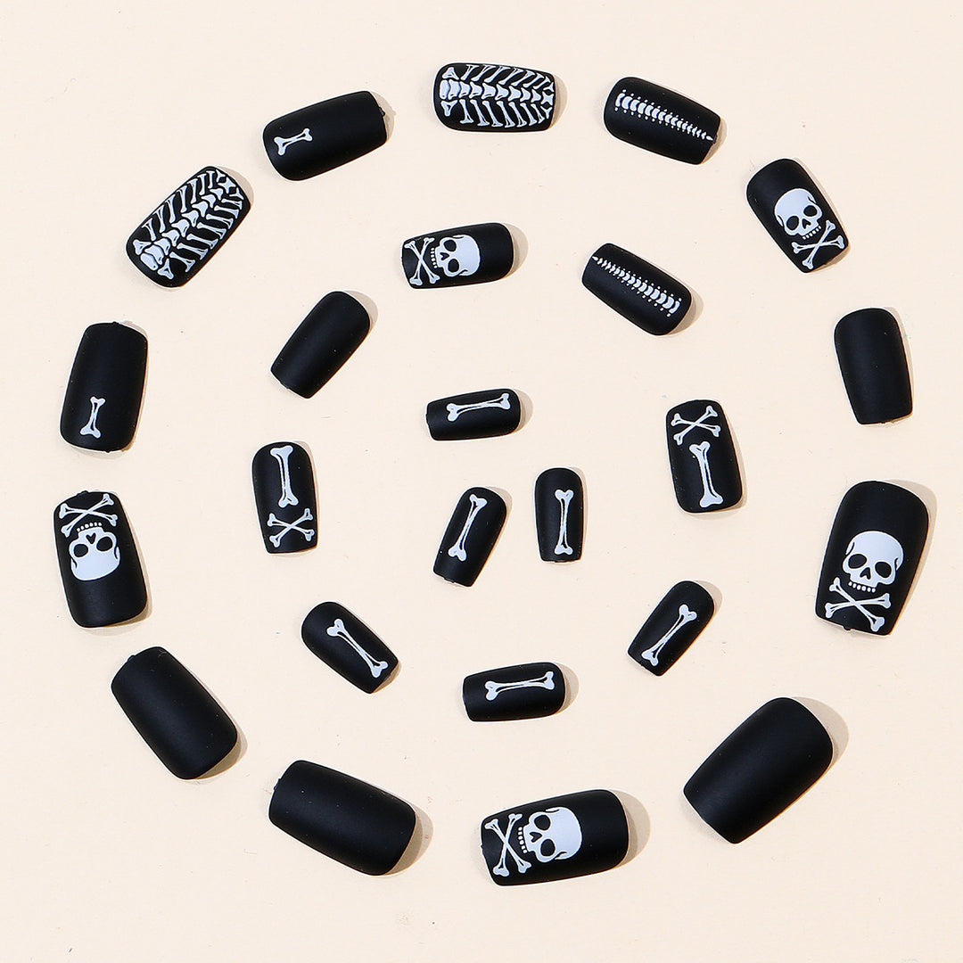 Gothic Skeleton-Themed Nail Art Extensions Bowlift