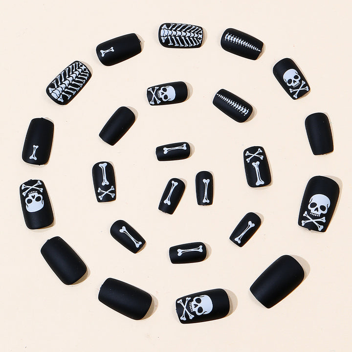 Gothic Skeleton-Themed Nail Art Extensions Bowlift