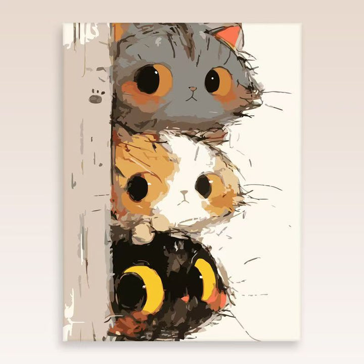 Whimsical Cat Portrait Wall Art Bowlift