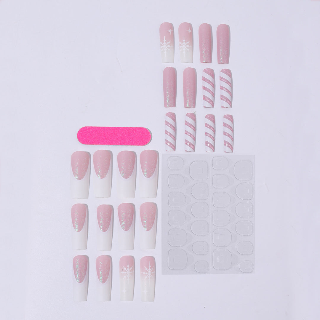 Creative Nail Art Set with Festive Candy Cane Design and Glittering Accents Bowlift