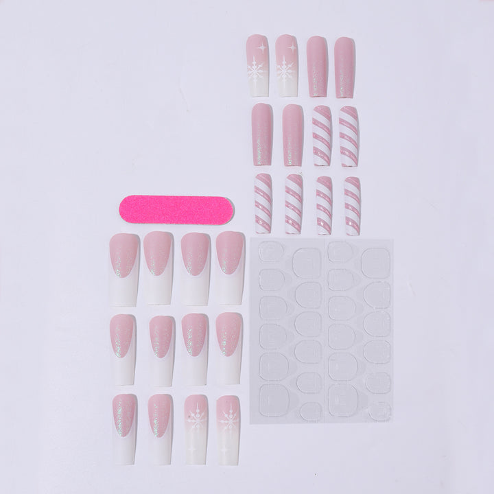 Creative Nail Art Set with Festive Candy Cane Design and Glittering Accents Bowlift