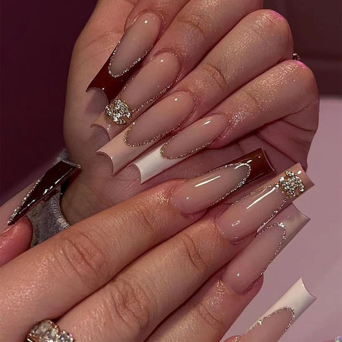 Artistic Nail Extensions with Glitter Decorations Bowlift