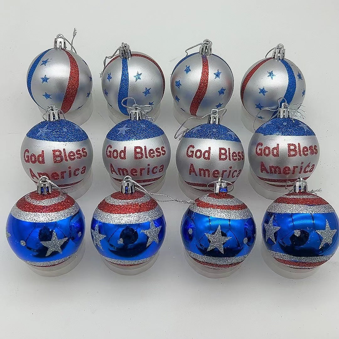 Unisex nan patriotic glass Christmas bauble set with glitter effect and inscription Bowlift